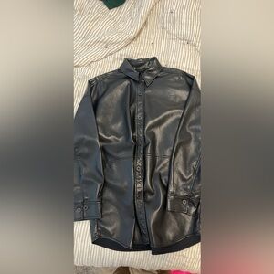 Aritzia faux leather button up